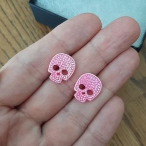 NWOT- Handmade Sparkly Skull Stud Earrings
